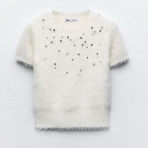 Zara faux FUR JEWEL SWEATER